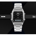Жіночий годинник Skmei 1220SIBK Silver-Black зі сріблястим браслетом та стрілково-електронним циферблатом