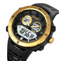 Чоловічий спортивний годинник Skmei 2014GDWT Gold-White з комбінованим циферблатом та підсвічуванням