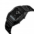 Жіночий годинник Skmei 1220BK Black з комбінованим циферблатом та металевим браслетом