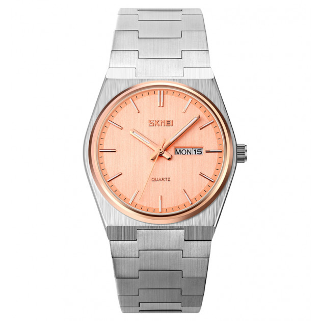 Чоловічий класичний годинник Skmei 9288SIRGRG Silver-Rose Gold на металевому браслеті