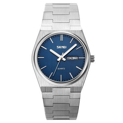 Чоловічий класичний годинник Skmei 9288SIBU Silver-Blue зі сріблястим браслетом та синім циферблатом