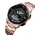 Чоловічий годинник Skmei 1370RG Rose Gold з комбінованим циферблатом та підсвічуванням