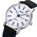 Чоловічий годинник Skmei 9303SIBU Silver-Blue з нейлоновим ремінцем та календарем
