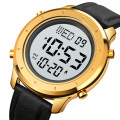 Чоловічий годинник Skmei 1864LGDWT Gold-White Leather з електронним циферблатом та золотистим корпусом