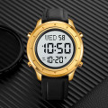 Чоловічий годинник Skmei 1864LGDWT Gold-White Leather з електронним циферблатом та золотистим корпусом