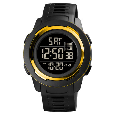 Чоловічий електронний годинник Skmei 1731GDBK Gold-Black з водозахистом 5 ATM та підсвічуванням