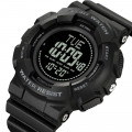 Чоловічий спортивний годинник Skmei 2077BK Black + Compass з електронним циферблатом та підсвічуванням