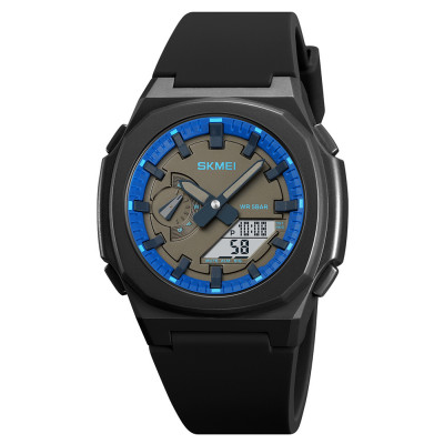 Чоловічий годинник Skmei 2091BKBUWT Black-Blue-White з комбінованим циферблатом та захистом 5 ATM