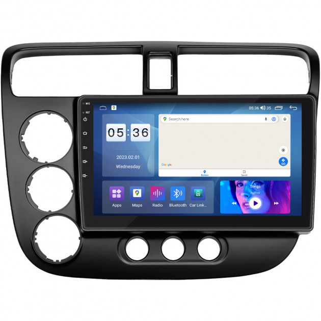Штатная магнитола Lesko для Honda Civic VII 2000-2003 экран 9" 2/32Gb CarPlay 4G Wi-Fi GPS Prime