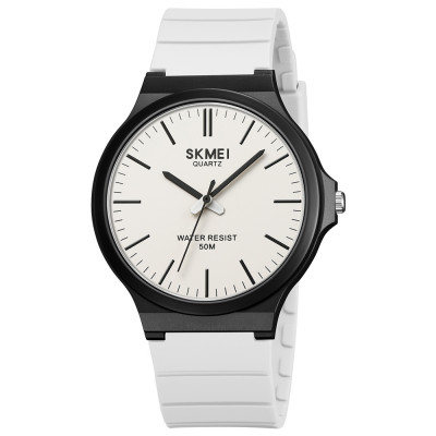 Чоловічий наручний годинник Skmei 2108BKWT Black-White з каучуковим ремінцем та захистом 5 ATM