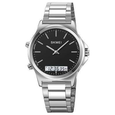 Годинник Skmei 2120SIBK Silver-Black класичний унісекс зі стрілково-електронним циферблатом
