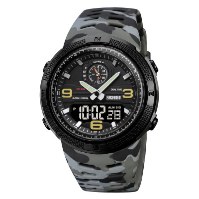 Чоловічий спортивний годинник Skmei 1655CMGYBK Camo Grey-Black з підсвічуванням та календарем