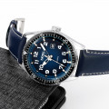 Чоловічий годинник Skmei 9232LSIBU Silver-Blue-Leather Strap з синім шкіряним ремінцем та календарем