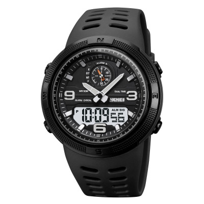 Чоловічий спортивний годинник Skmei 1655BKWT Black-White з комбінованим циферблатом та підсвічуванням