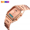 Жіночий наручний годинник Skmei 1220RG Rose Gold з подвійним циферблатом та металевим браслетом
