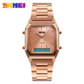 Жіночий наручний годинник Skmei 1220RG Rose Gold з подвійним циферблатом та металевим браслетом