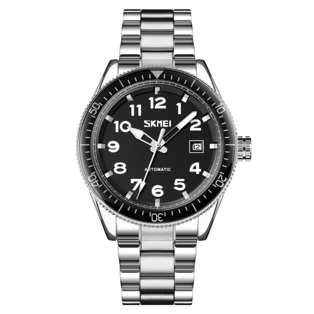 Чоловічий класичний годинник Skmei 9232SSIBK Silver/Black-steel strap зі сріблястим браслетом та чорним циферблатом