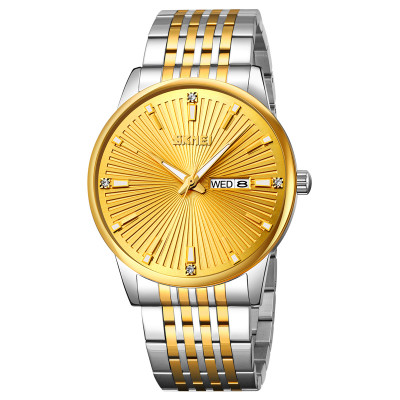 Чоловічий класичний годинник Skmei 9323TGDGD Silver/Gold-Gold з металевим браслетом та календарем
