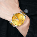 Чоловічий класичний годинник Skmei 9323TGDGD Silver/Gold-Gold з металевим браслетом та календарем