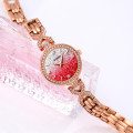 Жіночий годинник Skmei 2001RD Red STOPPED з мінеральним склом та браслетом кольору рожеве золото