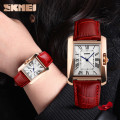 Жіночий годинник Skmei 1085RD Red з червоним шкіряним ремінцем та мінеральним склом