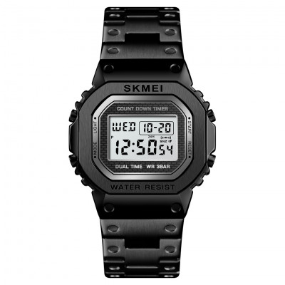 Чоловічий годинник Skmei 1456BK Black STOPPED електронний у чорному кольорі