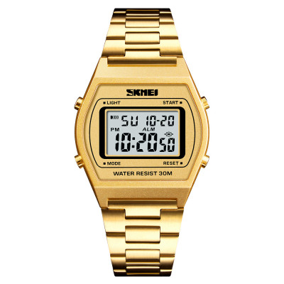 Жіночий годинник Skmei 1328GD Gold у класичному стилі з електронним циферблатом та підсвічуванням