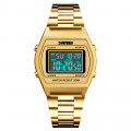 Жіночий годинник Skmei 1328GD Gold у класичному стилі з електронним циферблатом та підсвічуванням