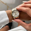Жіночий класичний годинник Skmei 9264TGDSI Silver/Gold-Silver з металевим браслетом та календарем