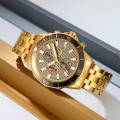 Чоловічий годинник Skmei 9335GDGY Gold-Grey з хронографом та календарем, золотистий браслет