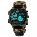 Чоловічий тактичний годинник Skmei 2202NCMGN Camo Green з компасом та ремінцем з паракорду