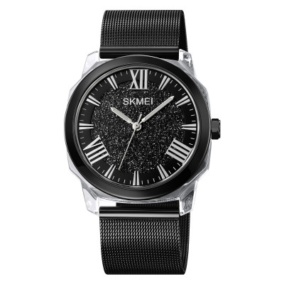 Жіночий класичний годинник Skmei 2278BK Black з мінеральним склом та сталевим браслетом