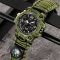 Чоловічий годинник Skmei 1155BNAG Army Green тактичний зі стрілково-електронним циферблатом та паракордом