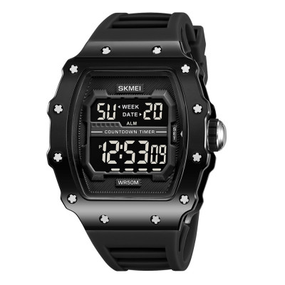 Чоловічий спортивний годинник Skmei 2296BTBKBK Bright Black з електронним циферблатом та підсвіткою