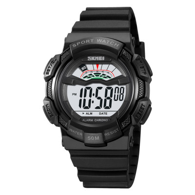 Чоловічий спортивний годинник Skmei 2153BKWT Black-White з електронним циферблатом та підсвічуванням