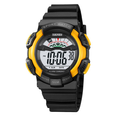 Чоловічий спортивний годинник Skmei 2153BKYL Black-Yellow з електронним циферблатом та підсвічуванням