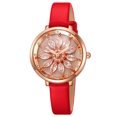 Жіночий годинник Skmei 2268MTRD Matte Red у класичному стилі з червоним шкіряним ремінцем