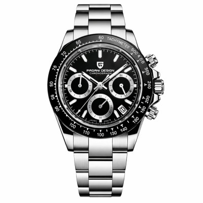 Чоловічий годинник Pagani Design PD-1644 Silver-Black з сапфіровим склом та хронографом