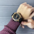 Чоловічий спортивний годинник Sanda 739 Black-Gold з комбінованим циферблатом та підсвічуванням