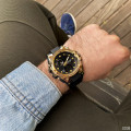 Чоловічий спортивний годинник Sanda 739 Black-Gold з комбінованим циферблатом та підсвічуванням