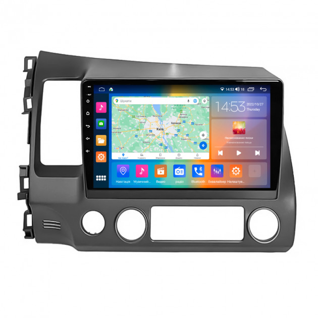 Штатная магнитола Lesko для Honda Civic VIII 2005-2009 экран 10" 2/32Gb CarPlay 4G Wi-Fi GPS Prime