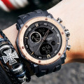 Чоловічий спортивний годинник Sanda 6012 Black-Cuprum з комбінованим циферблатом та захистом 5 ATM