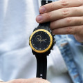 Чоловічий годинник Sanda 6012 Black-Gold спортивний зі стрілково-електронним циферблатом