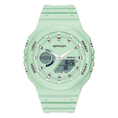 Жіночий спортивний годинник Sanda 6016 Mint з підсвічуванням та водозахистом 5 ATM