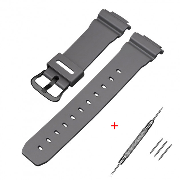 Ремінець Casio accessories для Casio G-Shock DW-6900 Gray BK поліуретановий сірий