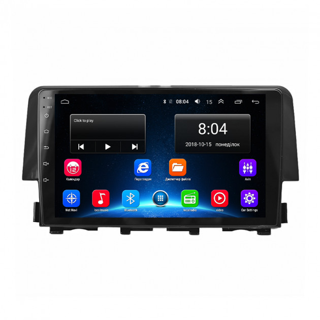 Штатная магнитола Lesko для Honda Civic X 2015-2021 экран 9" 2/32Gb Wi-Fi GPS Base