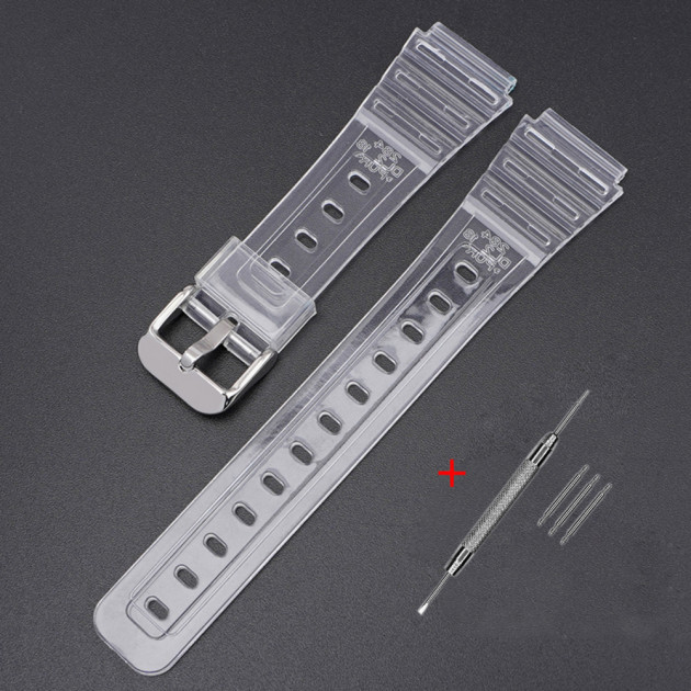 Ремінець для Casio F-91W Jelly Transp SI прозорий полімерний для моделей F-84, F-94, F-105, AE1300