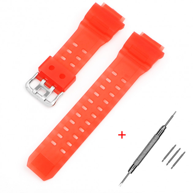 Ремінець для Casio G-Shock GW-9400 Transl Light-Red SI полімерний напівпрозорий