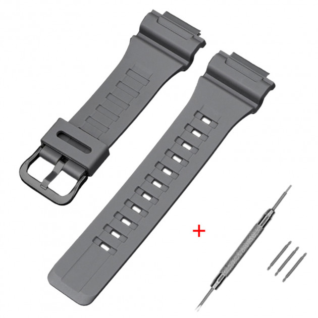 Ремінець для Casio AE-1000W Gray BK сірий поліуретановий (1051-1030) для годинників Casio accessories