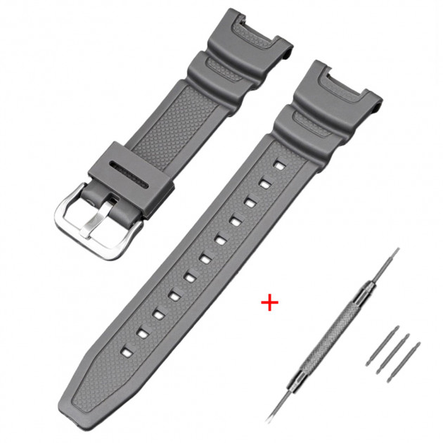 Ремінець для годинника Casio SGW-100 Gray SI сірий полімерний (1051-1049)